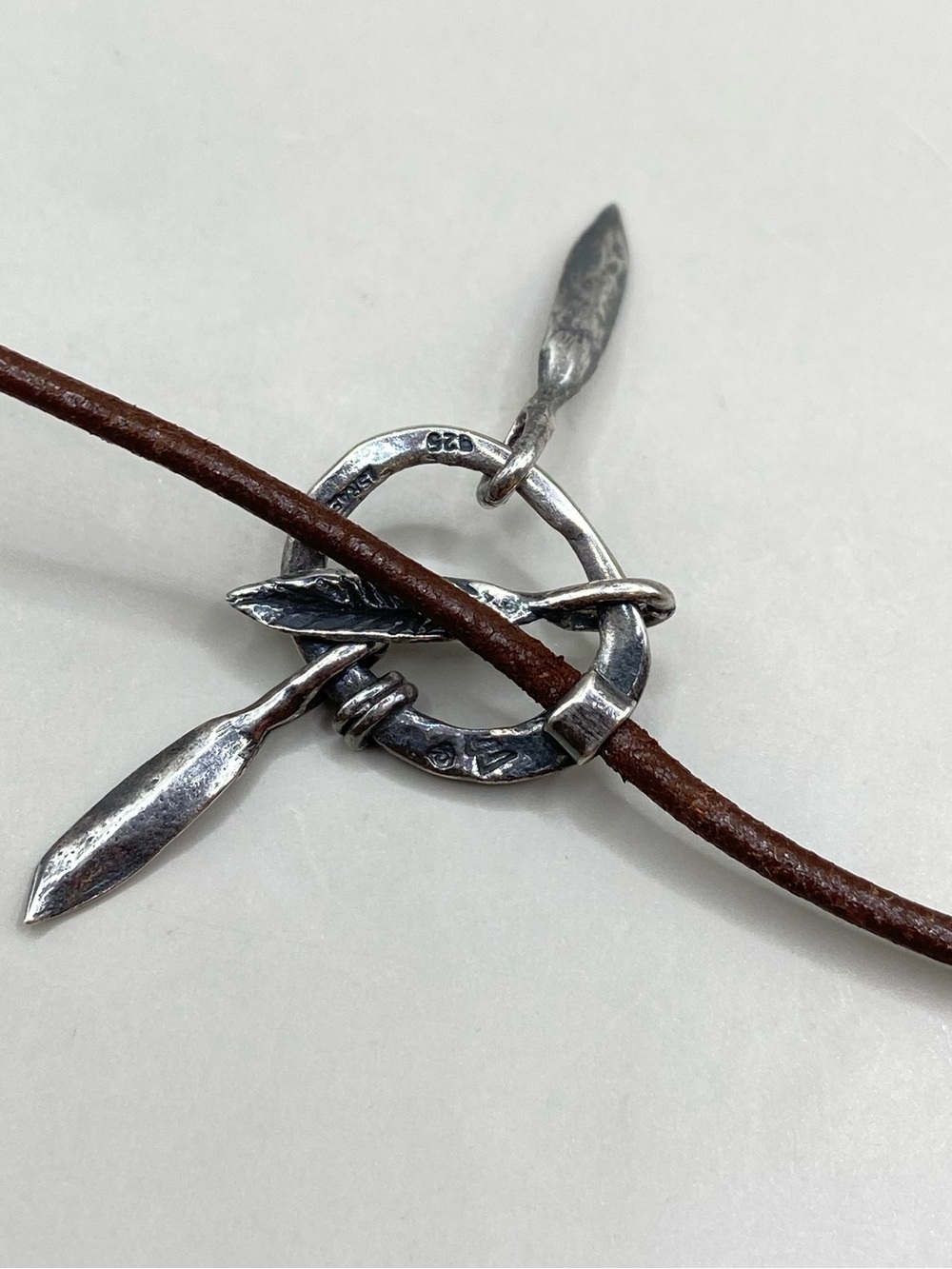 Silpada Brown Leather Necklace with Green Stone and Silver Teardrop Pendant - Picture 10 of 10